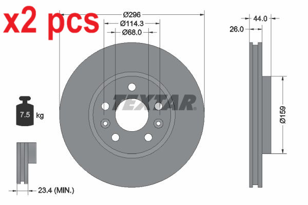 X2 PCS L&R SIDES BRAKE DISC 92300703