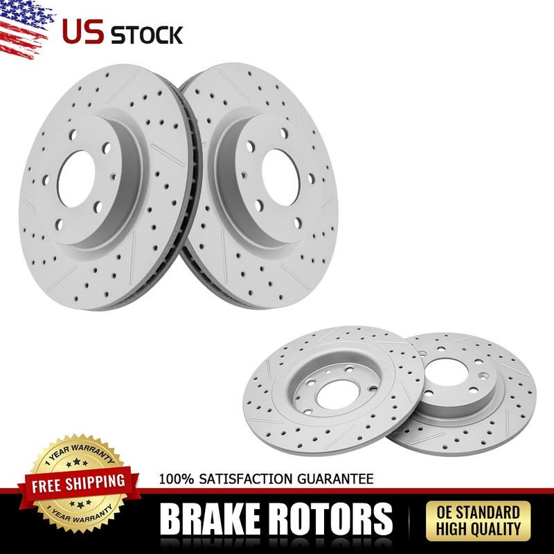 Front and Rear Drilled+Slotted Brake Rotors for Mazda CX-3 2016 2017 2018 AWD