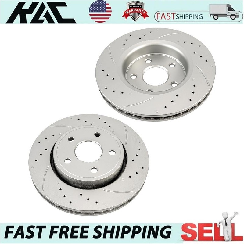 2x Front Brake Rotors For 2005-2010 Jeep Grand Cherokee & 2006-2010 Commander