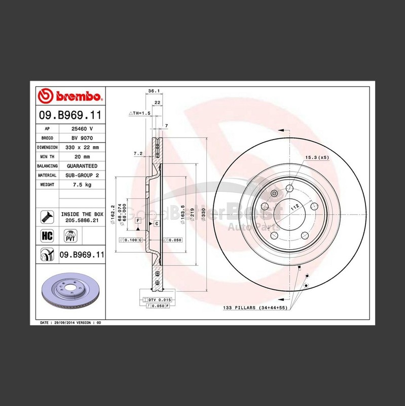One New Brembo Disc Brake Rotor Rear 09B96911 for Audi Porsche gallery