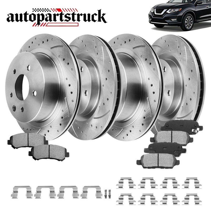 Front & Rear Brake Rotors + Pads Kit for 2008-2010 2011 2012 2013 Nissan Rogue