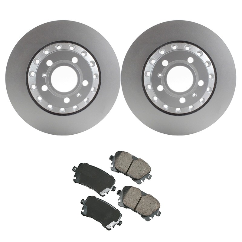 SHW Performance Rear Brake Rotors Akebono Ceramic Pads Kit for A8 Quattro S8
