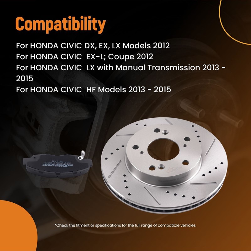 Front Brake Rotors and Pads Set for Honda Civic 2012 2013-2015 S31601 D1578 gallery