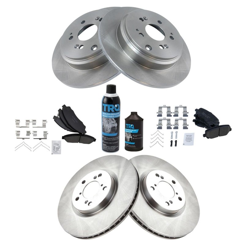 TRQ Front & Rear Ceramic Disc Brake Pad & Rotor Kit w/Chemicals for Honda Pilot gallery