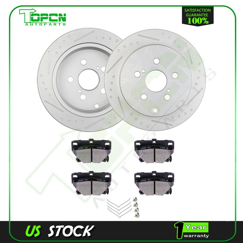 4X Ceramic Brake Pads and 2X Rotors Rear For Toyota For Corolla XRS 2005-2006