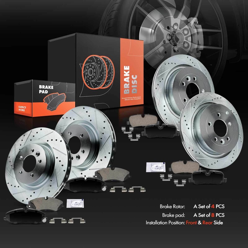 12x Drilled Rotors & Brake Pad for Land Rover LR4 Range Rover Sport Front & Rear gallery
