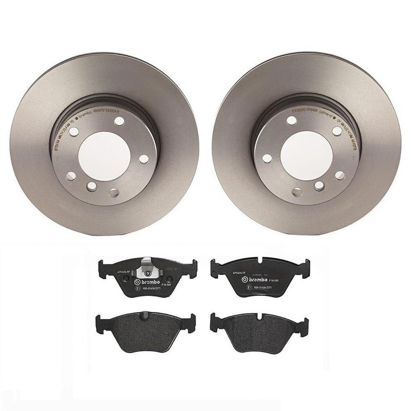 Brembo Front Brake Kit 296mm Disc Rotors & Low-Met Pad Set for BMW E39 525i 528i