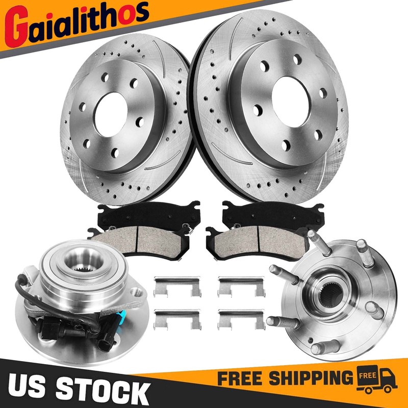 Front Wheel Bearing Hub Brake Rotors Pad for Silverado Sierra Avalanche 1500 4WD