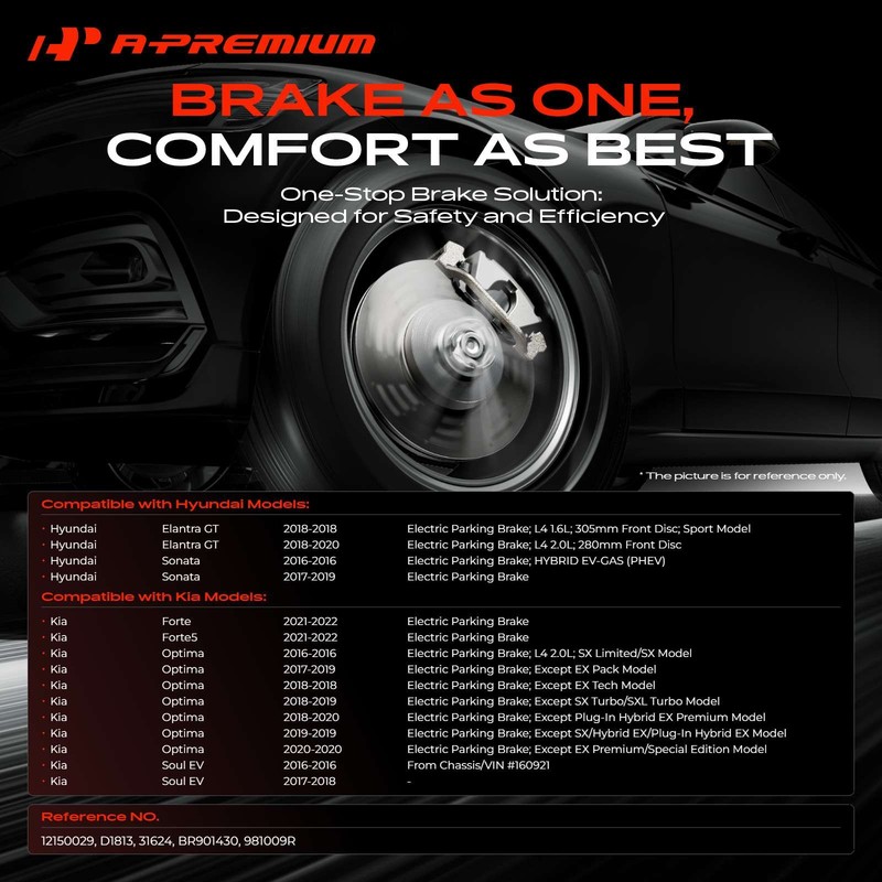 A-Premium Rear Disc Brake Rotors & Ceramic Pads for Hyundai Sonata 2016-2019 Kia gallery
