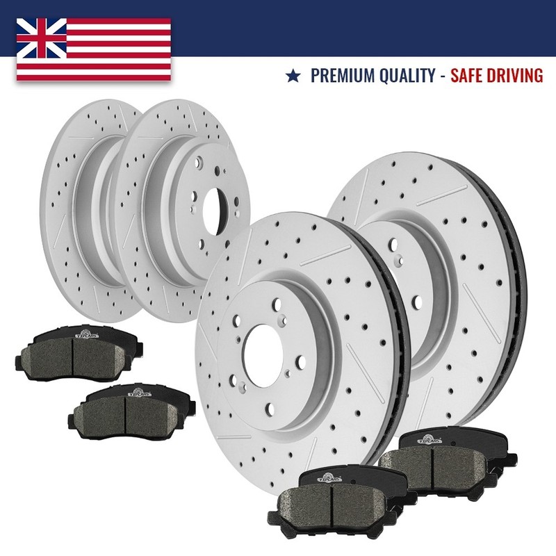 Front & Rear Brake Rotors + Brake Pads for 2011 2012 2013 2014 Honda Odyssey