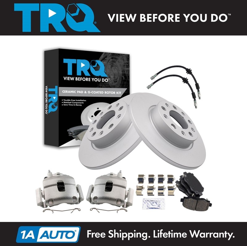 TRQ Rear Brake Pad & Rotor Kit Ceramic Premium G-Coated For 18 500X Renegade