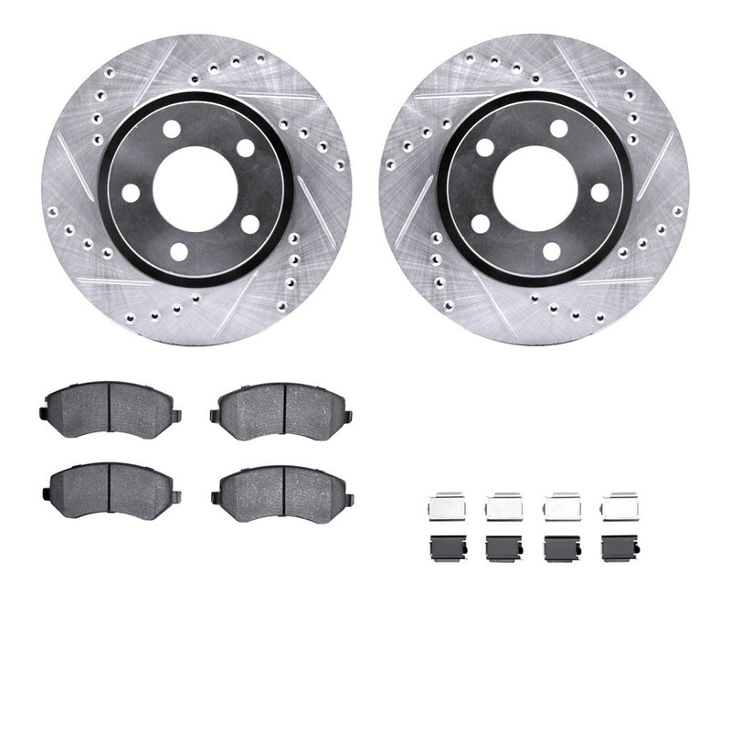 For Chrysler Voyager 2001-2003 Rotor Set | Drilled and Slotted | With Brake Pads gallery