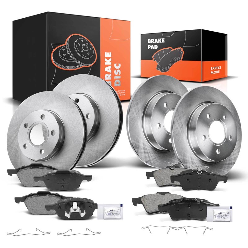 Front & Rear Brake Rotor & Ceramic Brake Pad for Ford Focus 2011 2012 2013-2018