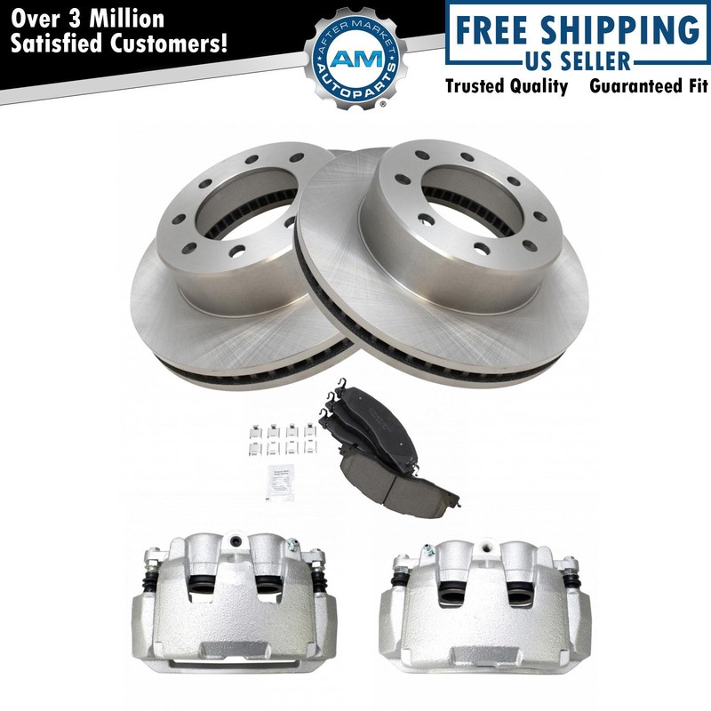 Front Brake Calipers Ceramic Pads & Rotors Fits 2012 Ram 1500