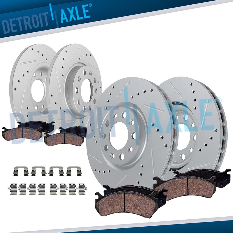 Front Rear Drilled Brake Rotors and Brake Pads Kit for 2015 – 2017 Chrysler 200