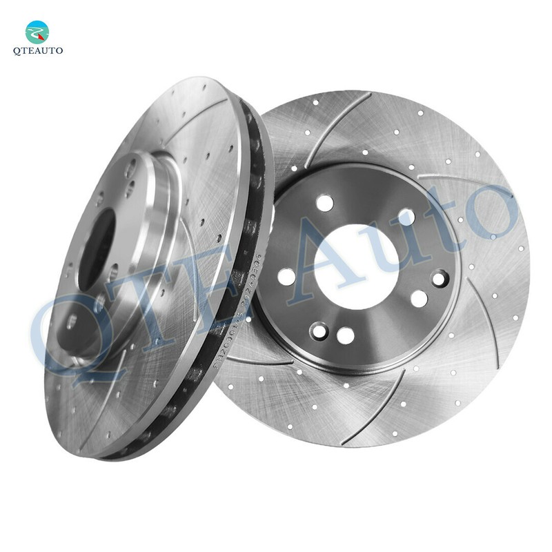 Front Drilled Slotted Brake Disc Rotors For 1999-2003 Mercedes-Benz CLK430 Base
