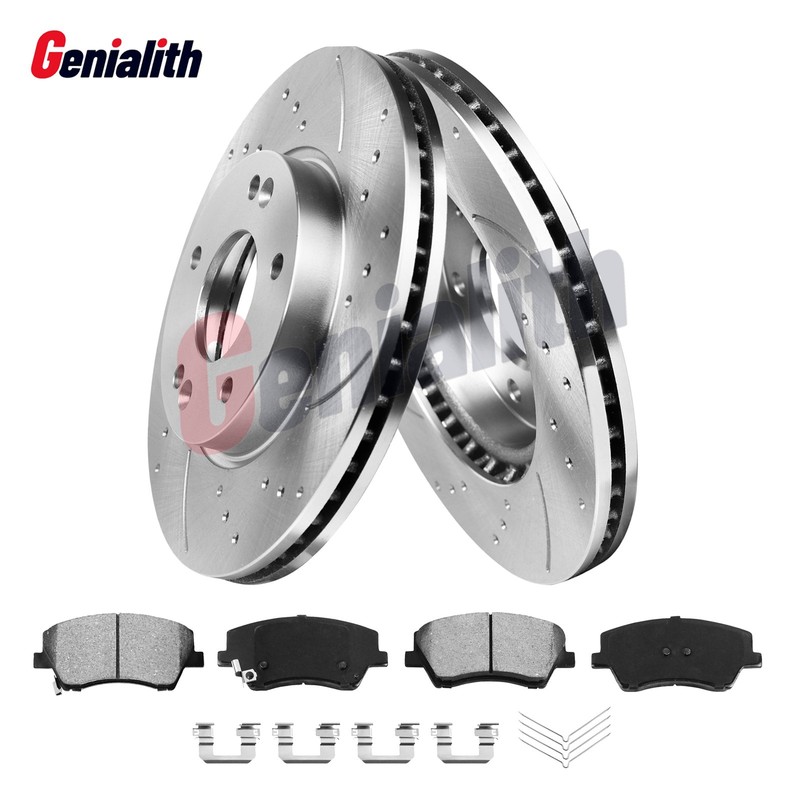 Front Drilled Rotors + Brake Pads for 2017-2020 Hyundai Elantra 1.4L 2.0L