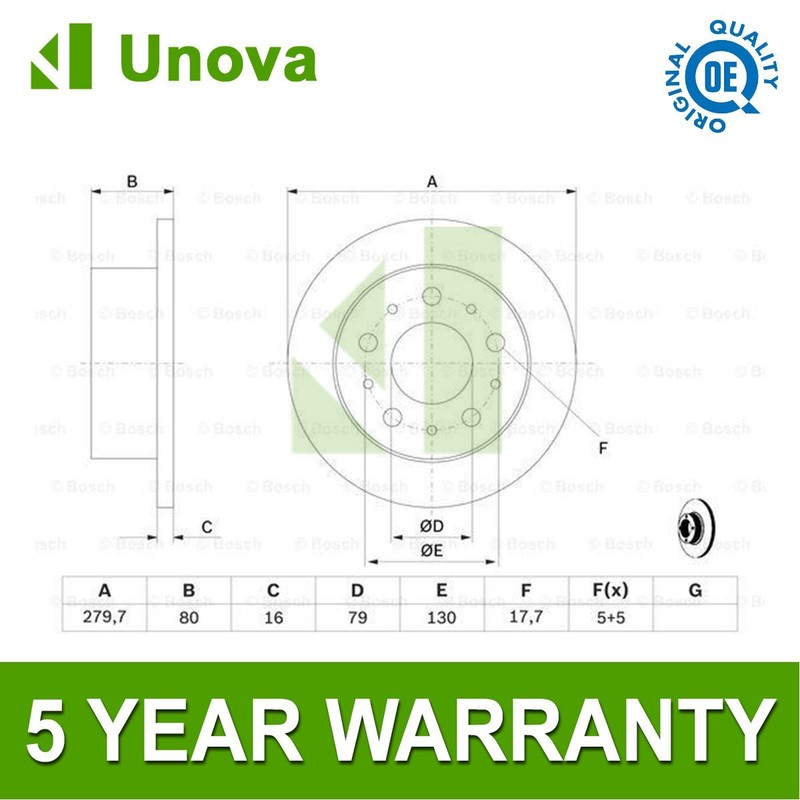 Brake Disc Rear Unova Fits Peugeot Boxer 2006- Citroen Relay 2006-