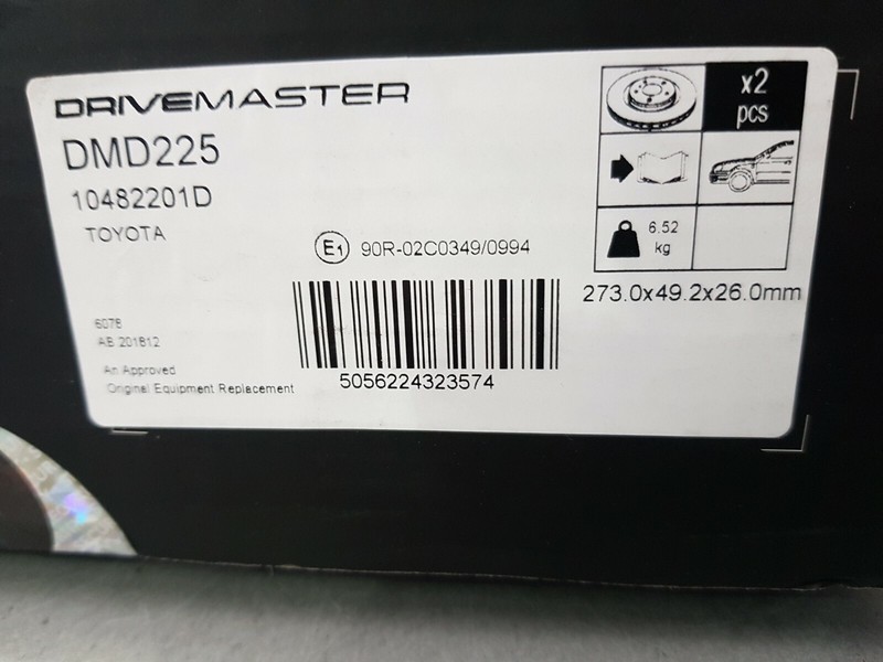 DRIVEMASTER DMD225 FRONT BRAKE DISCS (2) TOYOTA gallery