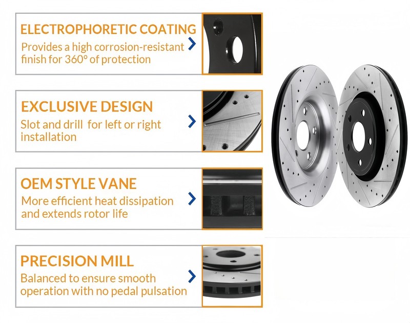 Front Rear Drilled Slotted Brake Rotors Brake Pads Fit 2007-2011Toyota Camry OEM gallery