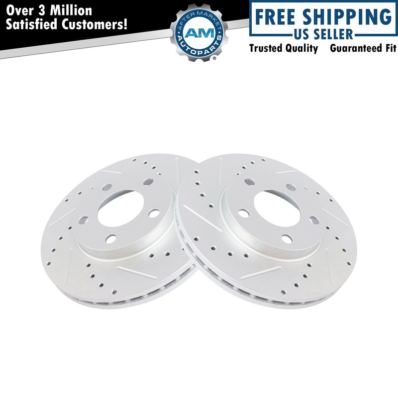 Performance Drilled & Slotted Front Coated Brake Rotor Pair for Mustang
