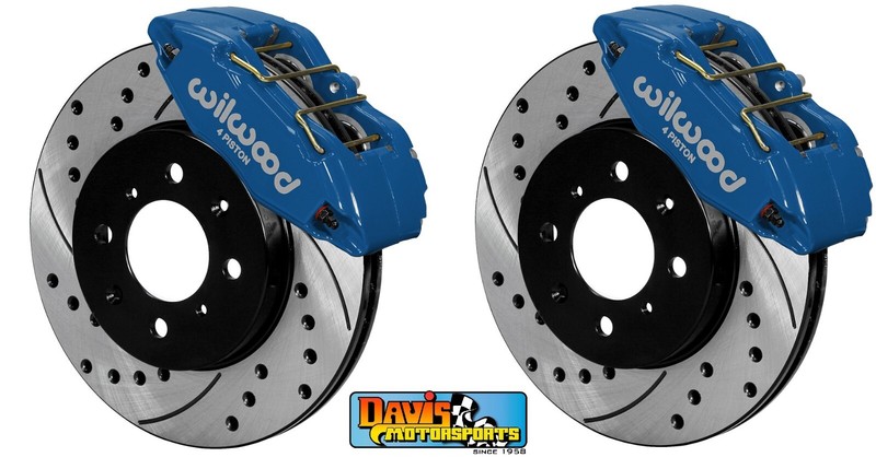 WILWOOD BRAKE KIT,FRONT STOCK REPLACEMENT,HONDA,DRILLED ROTORS, Blue Calipers