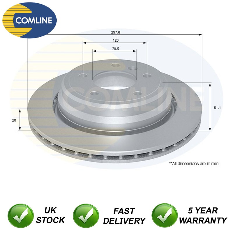Brake Disc Rear Comline Fits BMW 5 Series 1995-2004 Alpina B10 1996-2002 #1
