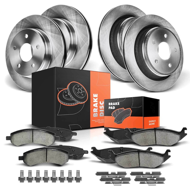 Front & Rear Disc Brake Rotors & Ceramic Brake Pads for Dodge Ram 1500 Durango
