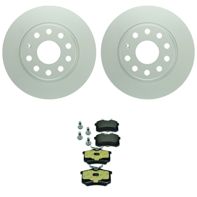 Bosch QuietCast Rear Rotors & Hella Low-Met Disc Brake Pad Kit For Beetle Jetta