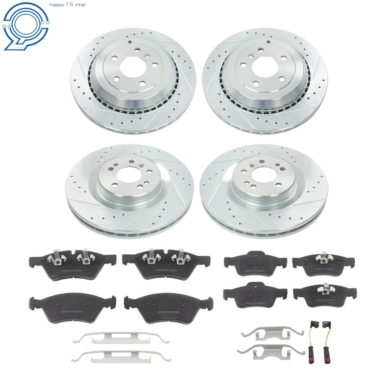 12x Front & Rear Drilled Brake Rotors & Ceramic Pads for Mercedes-Benz X164 W164