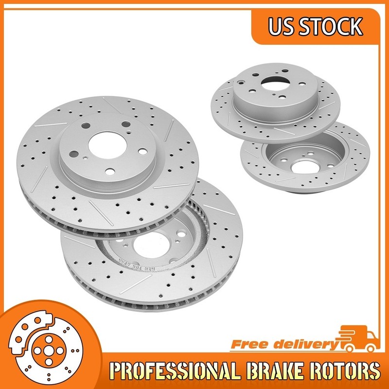 Front & Rear Drilled Brake Rotors For Toyota Rav4 2006 2007 2008 2009 2010-2018