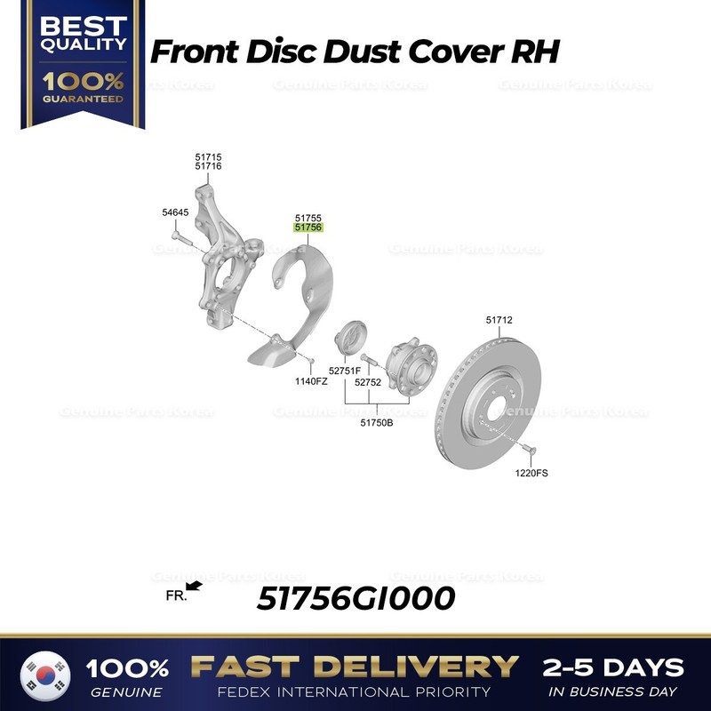 ⭐Genuine⭐ Front Disc Dust Cover RH 51756GI000 for Hyundai Ioniq 5 Kia EV6