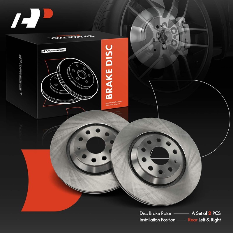 A-Premium Rear Left & Right Side Disc Brake Rotors for VW Tiguan Passat Audi S3 gallery