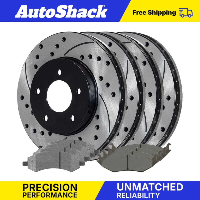 Front & Rear Drilled Slotted Rotors & Pads for Dodge Durango 2006-2018 Ram 1500