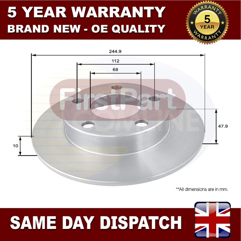 Fits Audi A4 1995-2001 VW Passat 1996-2005 Firstpart Rear Brake Disc #1