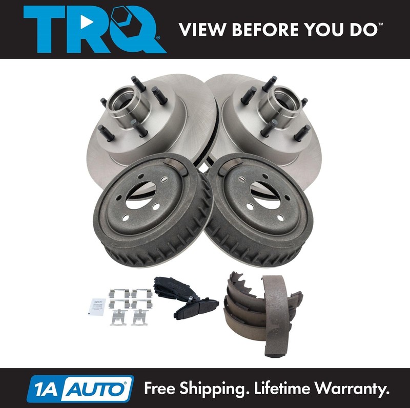 TRQ Front & Rear Brake Pad & Rotor Kit Semi-Metallic For 98-02 Ford Mazda