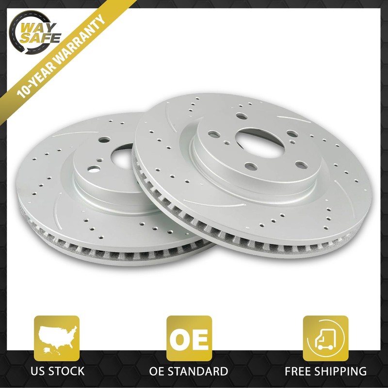 295.9mm Front Brake Rotors for 2007 – 17 Toyota Camry 2013 – 18 ES300H – Slotted