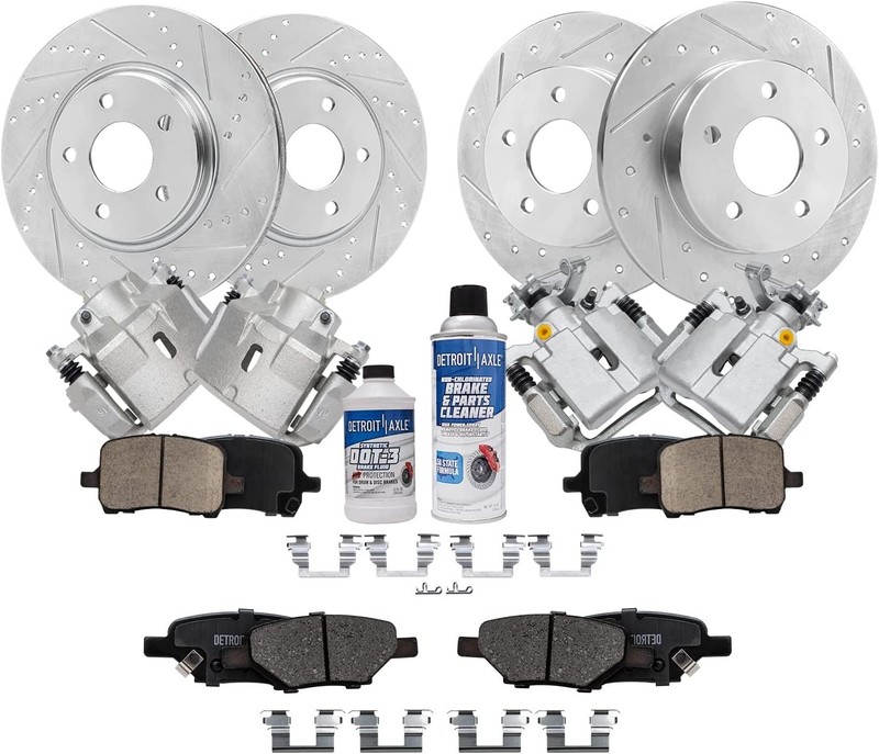 5-Lug Front & Rear Brake Pads Calipers Rotors for 2006-2012 Chevrolet Malibu