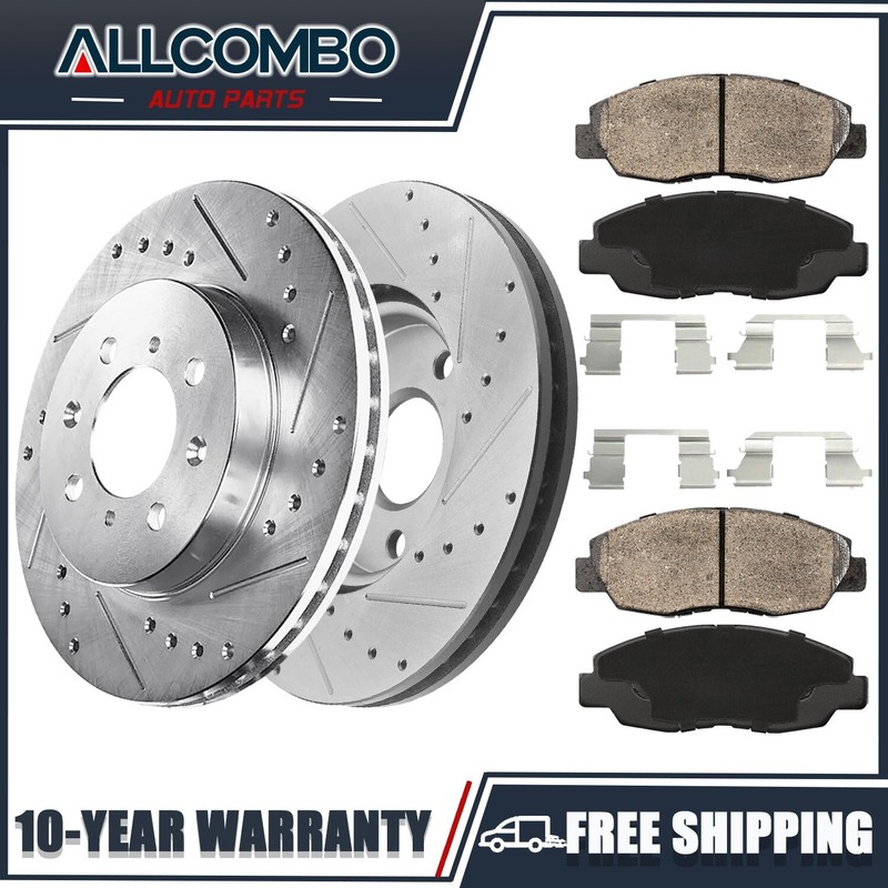 Front Drilled Rotors Brake Pads for Acura EL Honda Civic Insight