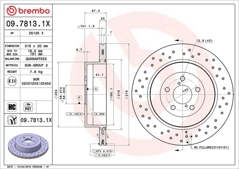 2x Brake Discs Pair Vented fits SUBARU IMPREZA GD, GDB 2.0 Rear 01 to 04 EJ207 gallery