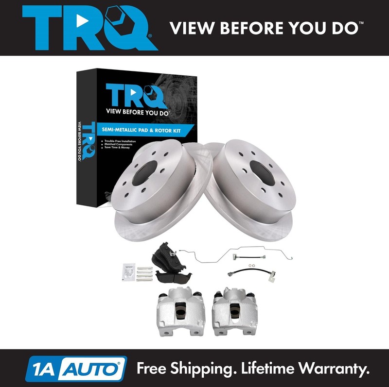 TRQ Rear Brake Pad & Rotor Kit Semi-Metallic For 00-03 F-150 04 F-150 Heritage