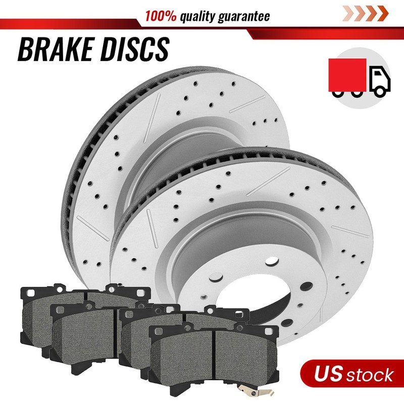 Front Ceramic Brake Pads & Drilled Rotors For Toyota, Tundra 2022 2023 2024 2025