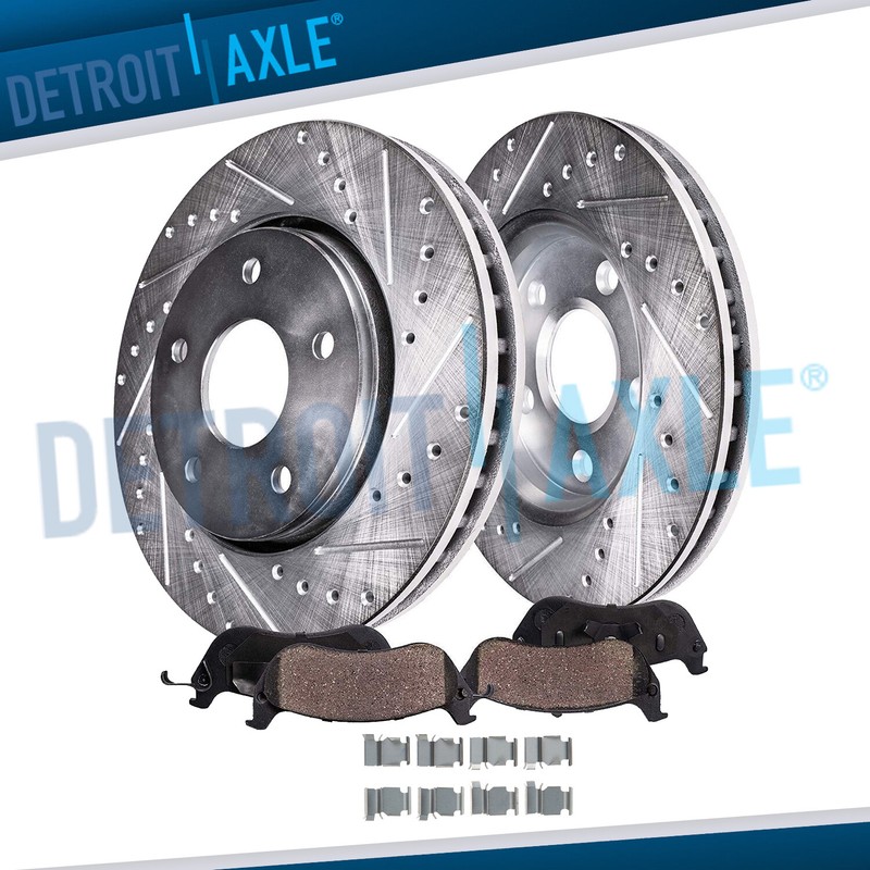 345mm Rear Drilled Rotors + Ceramic Brake Pads for Toyota Sequoia Tundra LX570
