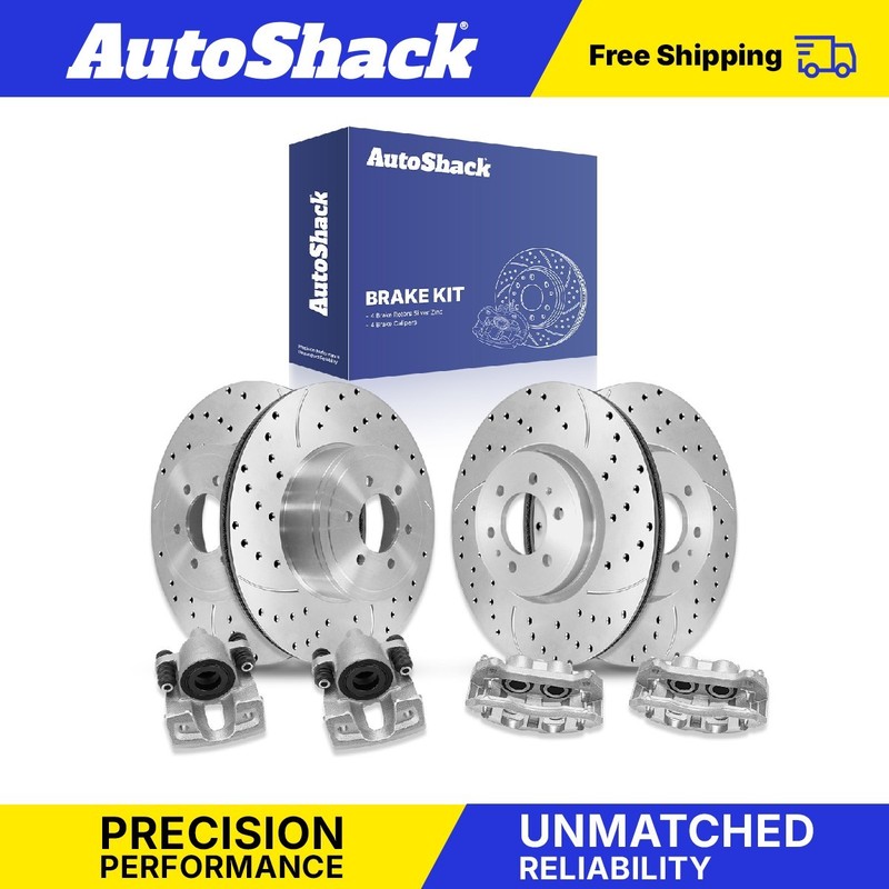 Front Rear Drilled Slotted Brake Rotors Calipers for Ford, F-150 2010-2011