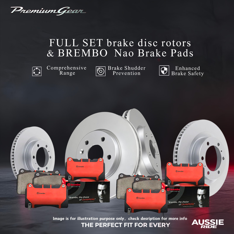 FULL SET Front and Rear Brake Rotors Brembo Brake Pads for COMMODORE VT VX VY VZ