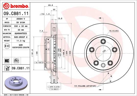 Brake Disc Front GCP Fits VW Touareg 2002-2018 Porsche Cayenne 2002-2010 gallery