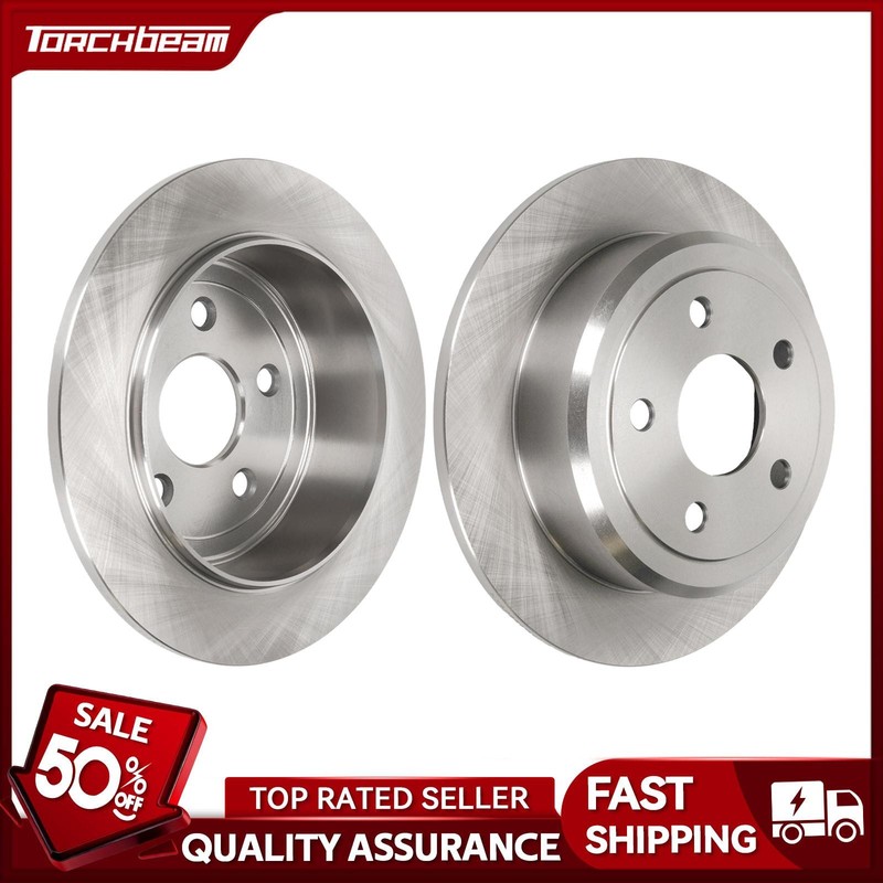 Pair Rear Solid Brake Rotors Rust Preventative Fits 2007-2017 Jeep Wrangler 2018