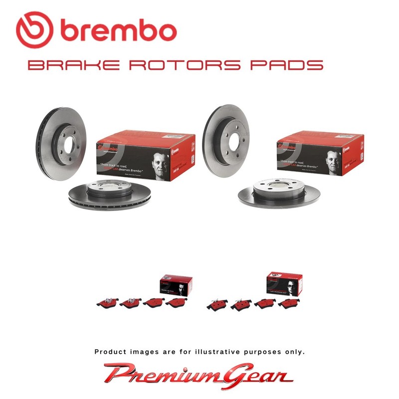 Front+Rear Brembo UV Coated Disc Rotors+NAO Brake Pads for Ford Focus LS 05-11