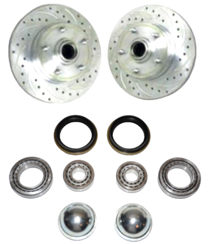 Front Disc Brake Slotted Rotors 11″ 5 x 4.5″ Drilled Rotor Kit + Bearing & Seal