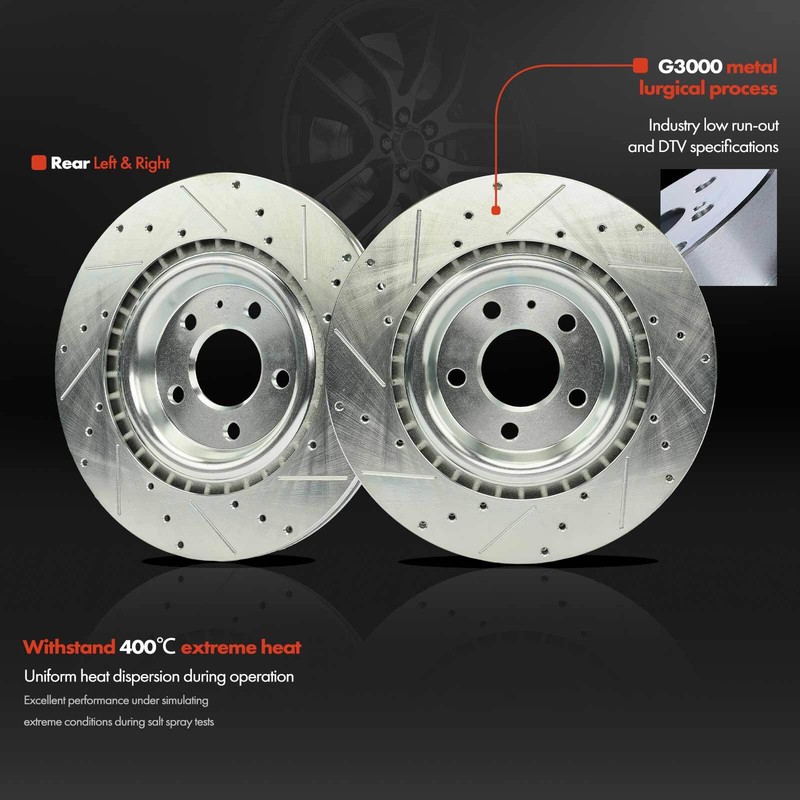 6Pcs Rear Drilled Rotors & Ceramic Brake Pad for Audi S4 2010-2016 S5 2013-2017 gallery